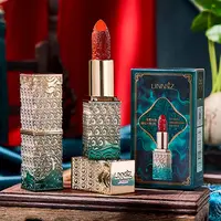 LINNSZ琳妆9233柔雾丝滑雕花方管口红保湿不掉色中国风特色