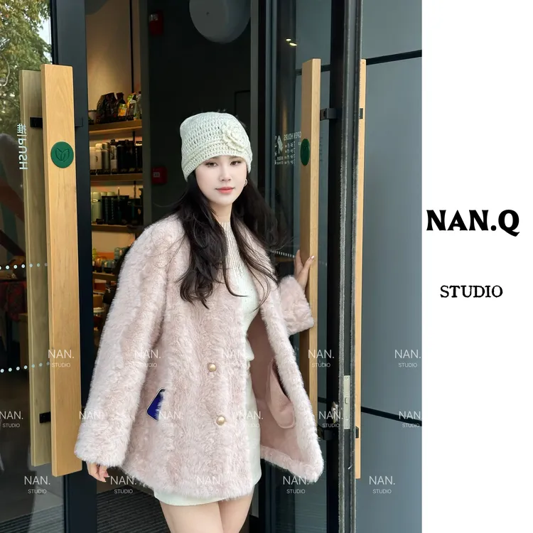 保暖V领短款女加绒加厚款短外套外套网红开衫百搭