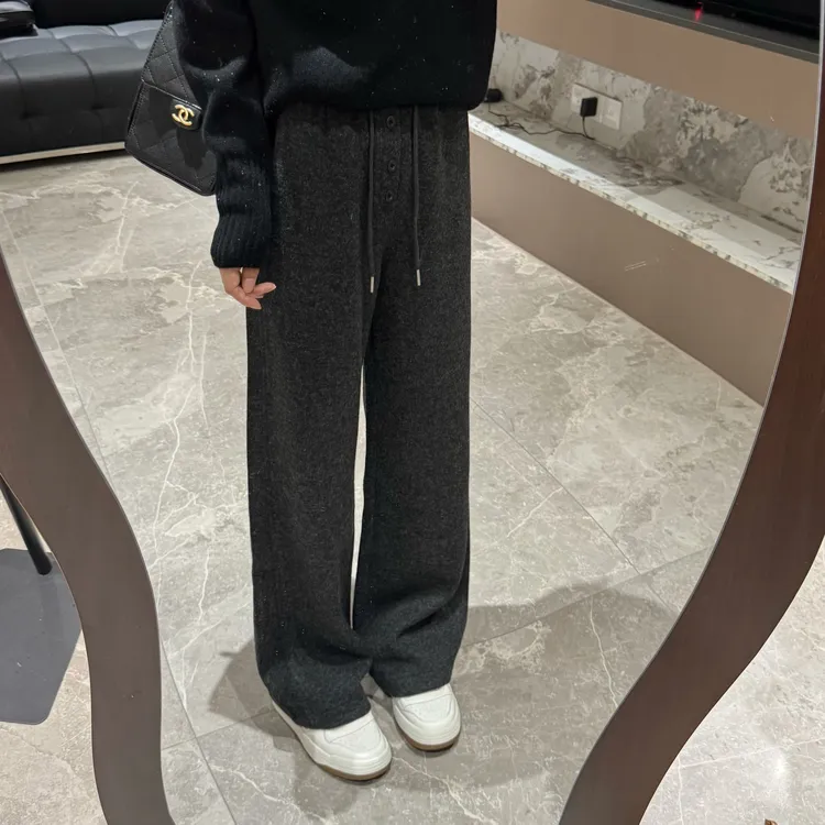 宿慕SUMU时尚百搭休闲裤女2025新款9-24高腰显瘦直筒阔腿裤1086