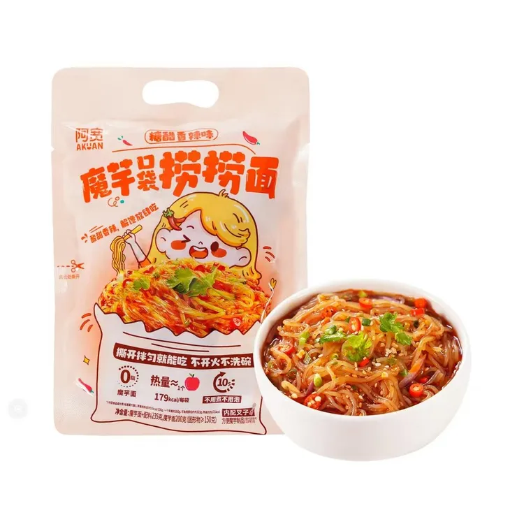 阿宽魔芋口袋捞捞面糖醋香辣味解馋0脂轻负担开拌即食美味魔芋面