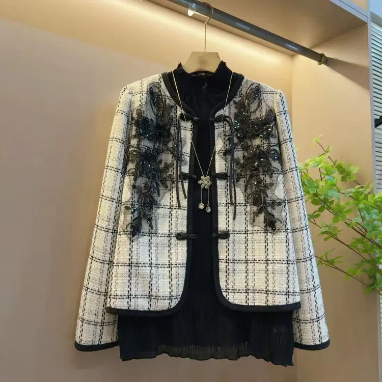 国风新款重工亮片设计感气质百搭显瘦外套（长57左右）