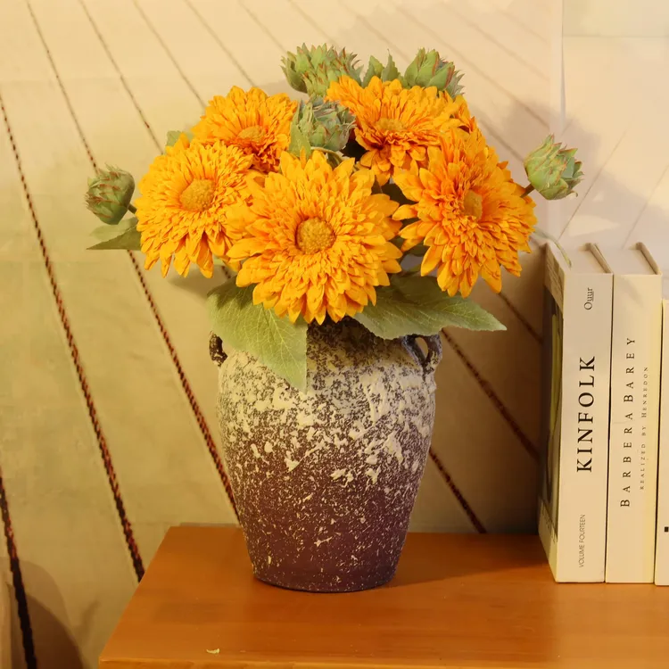 千层泰迪熊向日葵仿真花高档家居摆放软装花艺客厅摆放