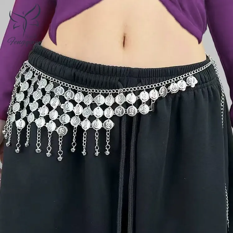 街舞爵士舞肚皮舞腰链嘻哈潮牌铃铛屁帘jazz异域金属腰臀巾屁链