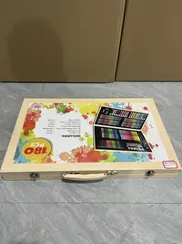 高档木制礼盒画笔水彩笔蜡笔油画棒美术绘画用品