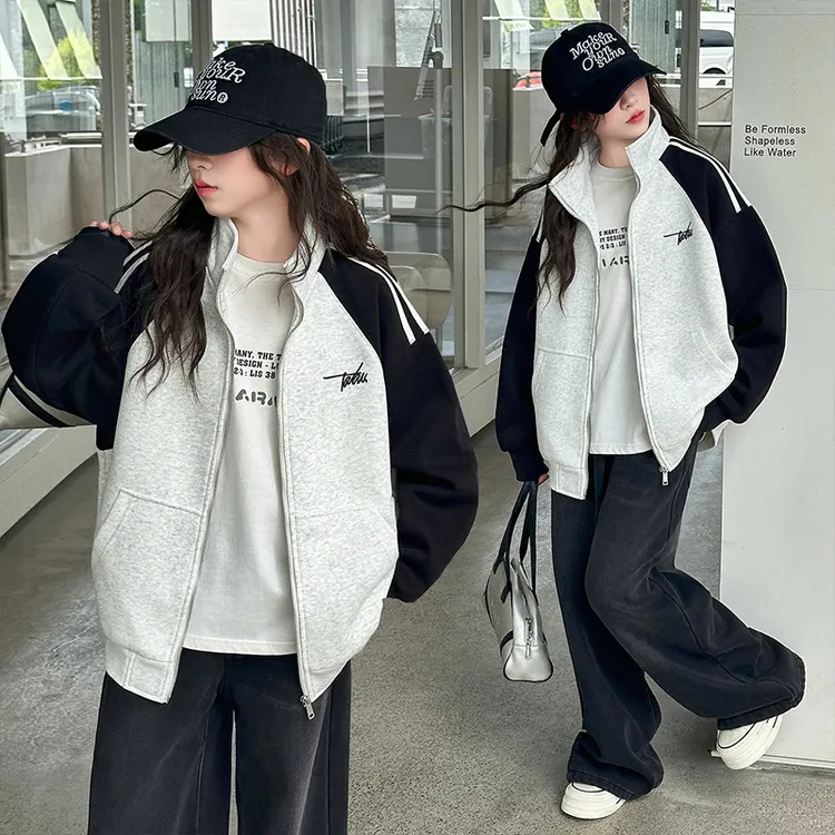 女童秋装外套2025新款洋气儿童棒球服春秋季大童拉链开衫女孩衣服