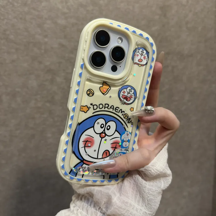 流沙适用苹果16promax手机壳可爱机器猫15promax网红14小众13女款