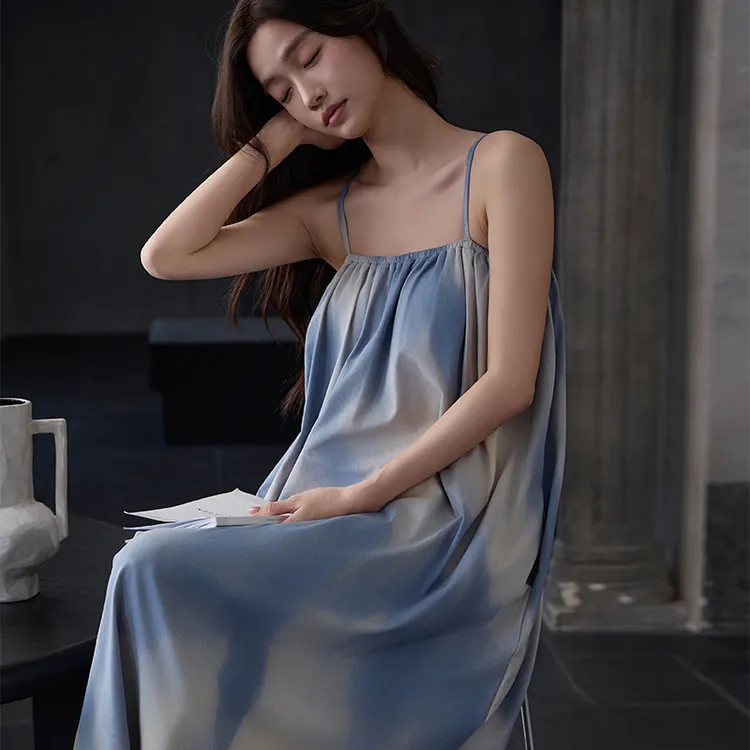 吊带睡裙女夏季2025新款莫代尔自带胸垫中长款可外穿休闲家居睡裙