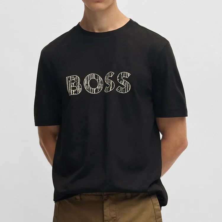 HUGO BOSS雨果博斯男士春秋新款圆领短袖T恤经典字母简约打底衫