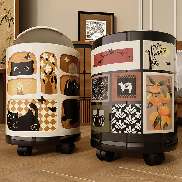 家用客厅大容量垃圾桶大号可移动带盖创意套筒厨房垃圾篓多功能