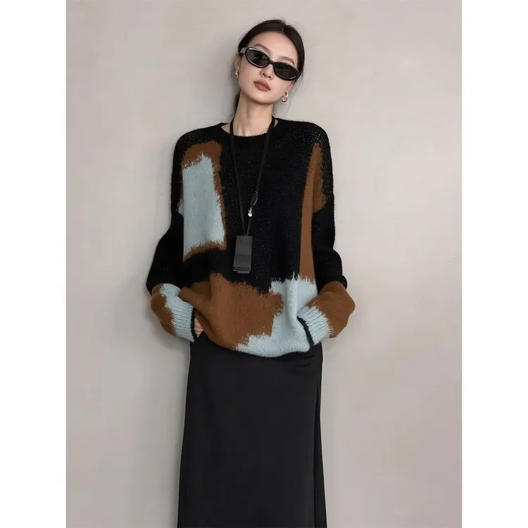 2025年秋季新款高级感chic日系温柔风宽松慵懒软糯秋冬毛衣外套