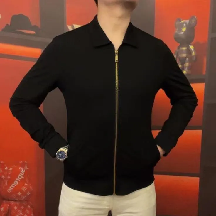 【秋季】男士翻领长袖时尚外套休闲百搭拉链开衫潮流修身商务夹克