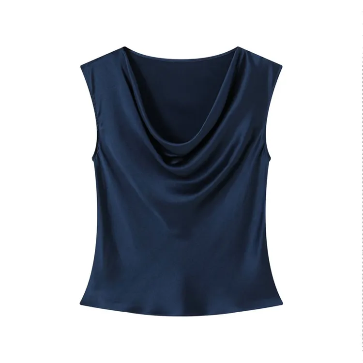 【F·J】桑蚕丝女士背心荡领无袖上衣夏季新款优雅气质衣服女MZ6012