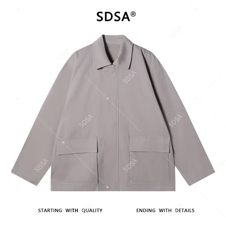 SDSA男士秋冬新款痞帅男装潮牌纯色翻领工装夹克外套时尚休闲上衣