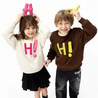 加绒littlemoco童装25冬装新款男女童魔术贴字母长袖卫衣上衣