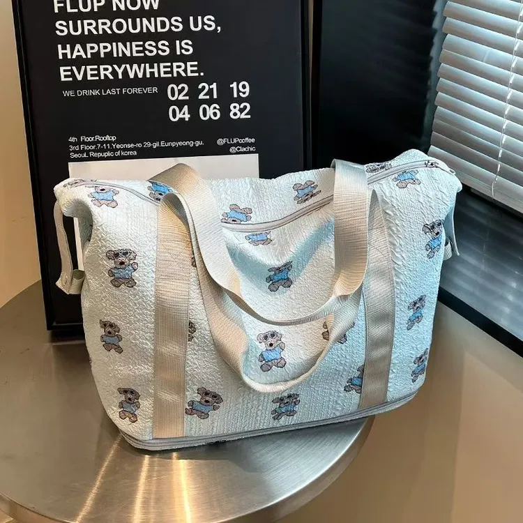 短途旅行包手提大容量通勤行李袋加厚结实待产收纳袋时尚出差行李