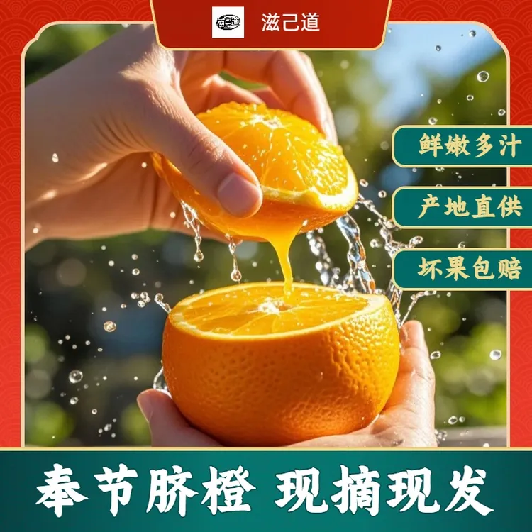 滋己道奉节脐橙现采现发新鲜水果香甜多汁孕妇当季水果直达