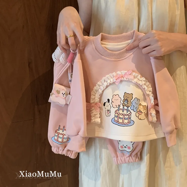 【现货】女童套装休闲秋装2025新款小童女宝宝洋气卫衣卫裤两件套