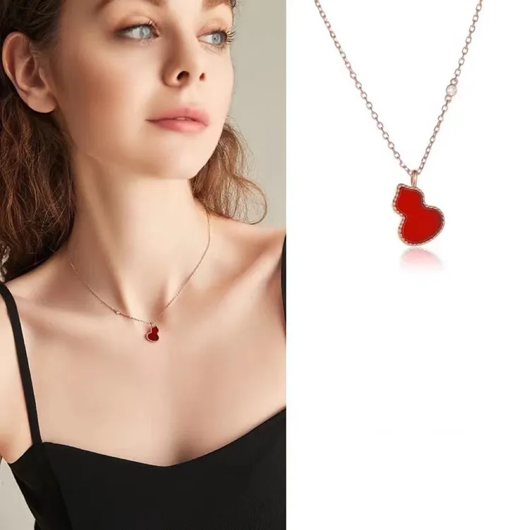吊坠925银 s925纯银葫芦项链女镀18K玫瑰金吊坠锁骨链七夕礼物