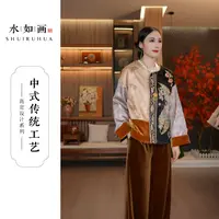 水如画【汐凤】重工系列秋季新中式国风圆领绣花复古宽松外套上衣