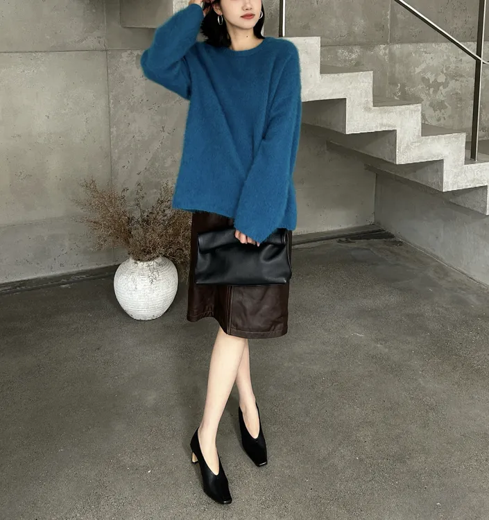 EFENGJF 针织冬季女厚款圆领纯色毛针织衫上衣毛衣秋冬长袖YF1026