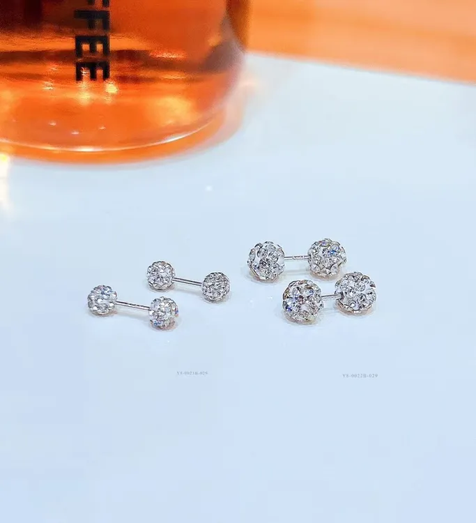 925银仿水晶耳饰 银925双面亮钻防丢螺丝耳钉