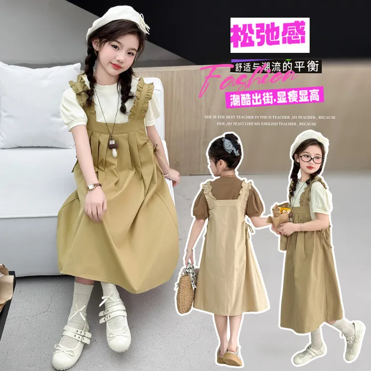 儿童衣服季宝宝装女童夏装新款爆款款背带裙套装小女孩GU