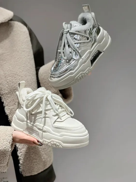 2025秋冬新款（真毛）4寸雪地靴增高5厘米厚底老爹鞋纯色毛毛里女鞋