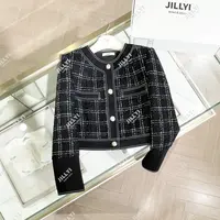 jillyi【格纹风暴】黑色拼接白线条时尚设计感宽松休闲秋冬外套