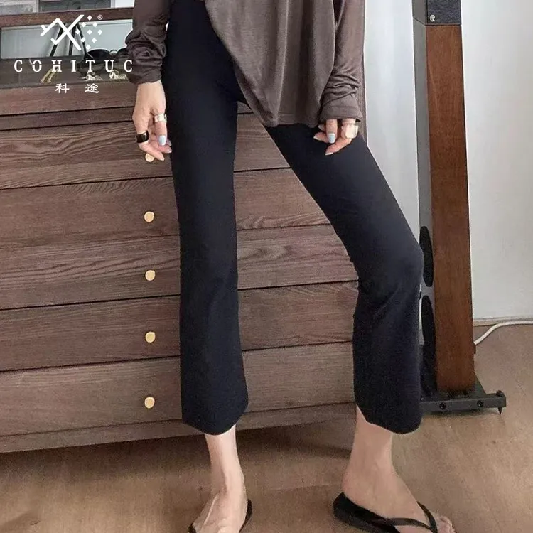 【李李专属】COHITUC/科途九分直筒烟管裤女秋高腰显瘦裸感运动5124