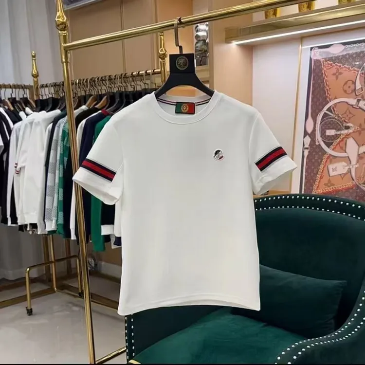 男款简约休闲短袖2025夏季新款时尚百搭字母条纹圆领潮流修身T恤