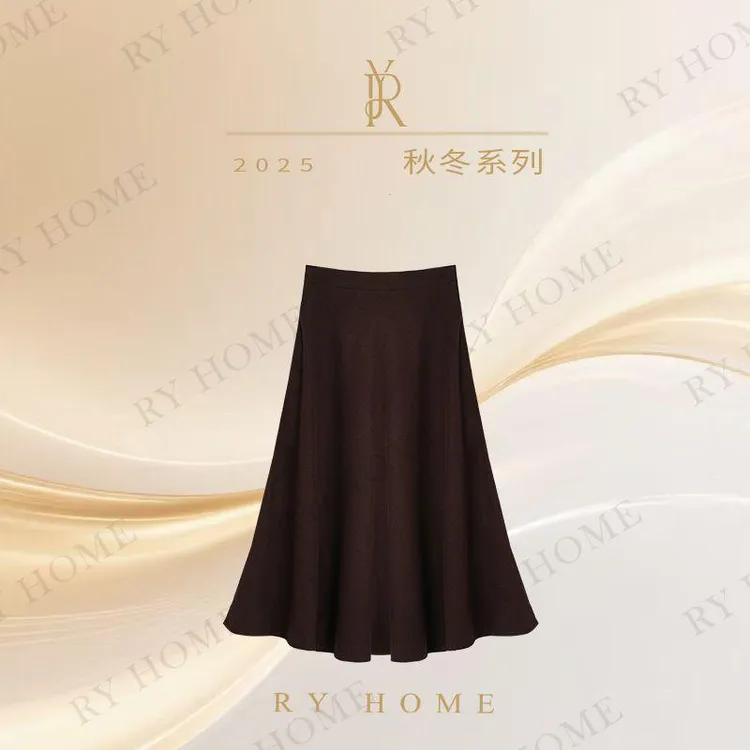 【容雨RYHOME】羊毛混纺松紧腰休闲半裙253Q1414