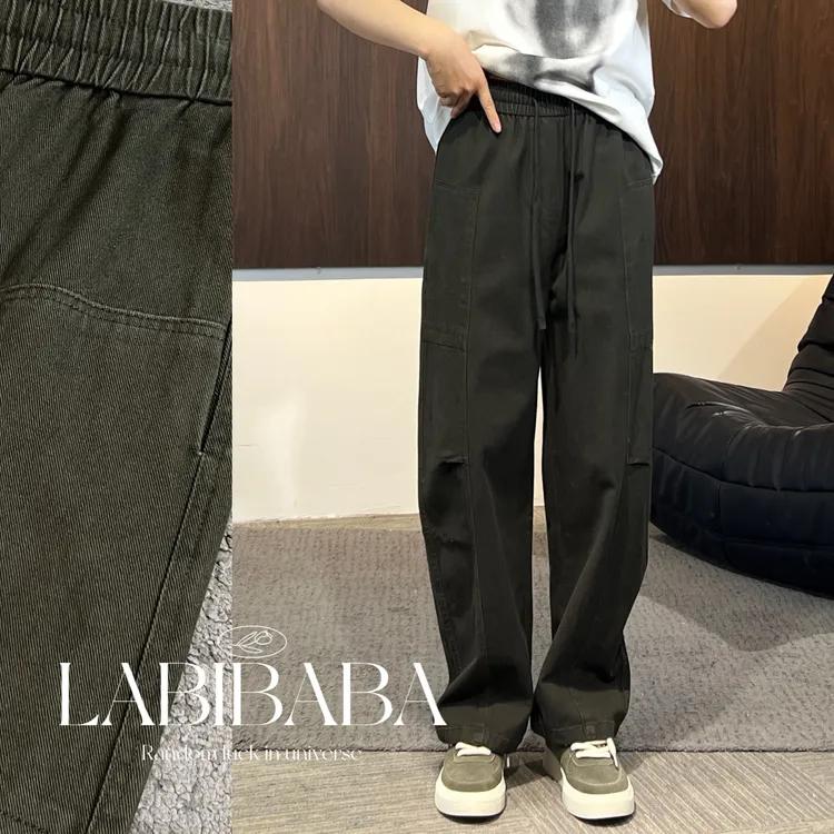 『LABIBABA』25-6286秋季新款男女装/全棉轻工装/水洗休闲裤