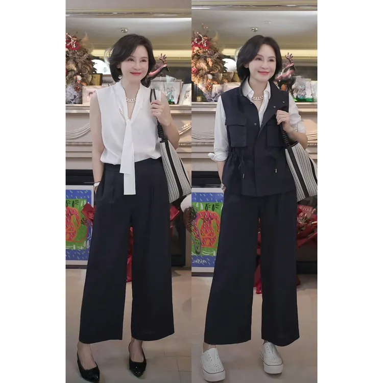 我是摩羯 老钱空气裤 亚麻天丝莱赛尔舒适宽松后腰松紧裤子