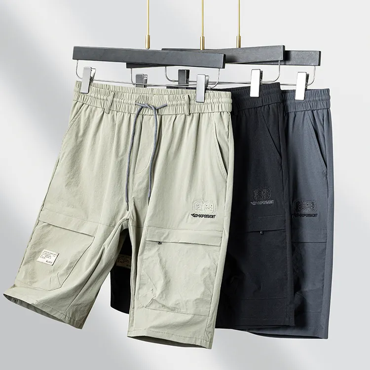 夏季新款潮牌工装中裤男士宽松休闲大码薄款运动速干裤子外穿