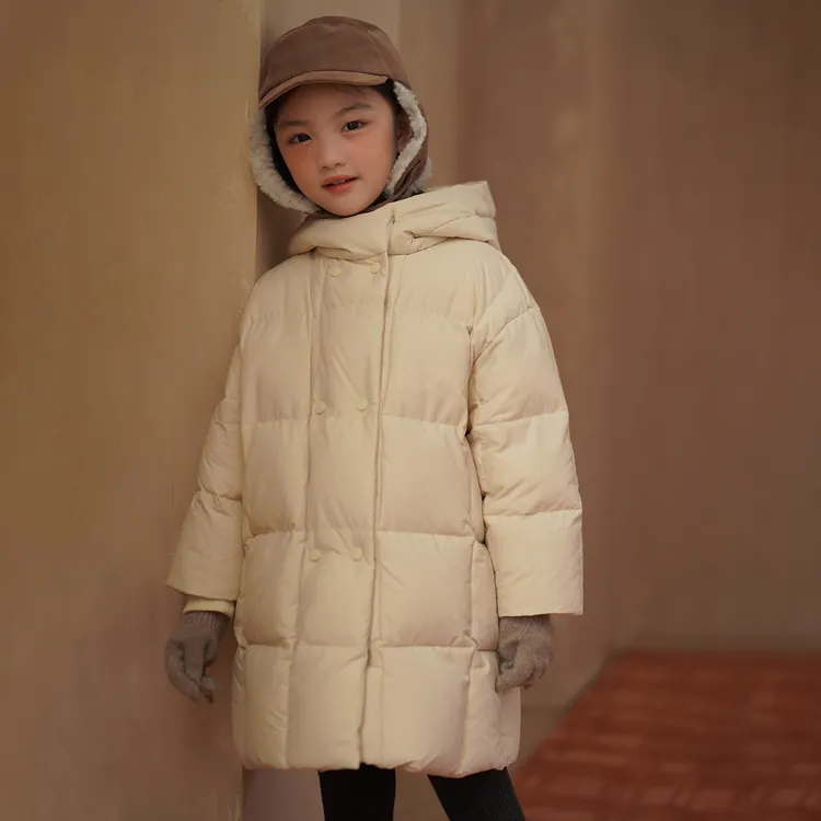 哈齿童装冬季儿童羽绒服中长款上衣男童女童连帽羽绒外套加厚保暖