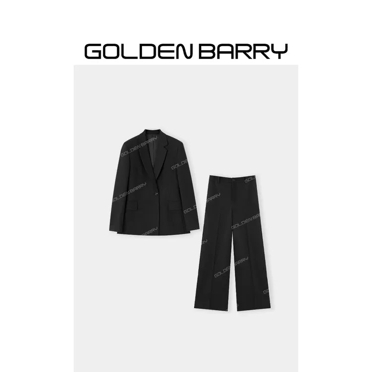GOLDENBARRY|100163/541175“魅力磁场”收腰西装/0感羊毛阔腿裤