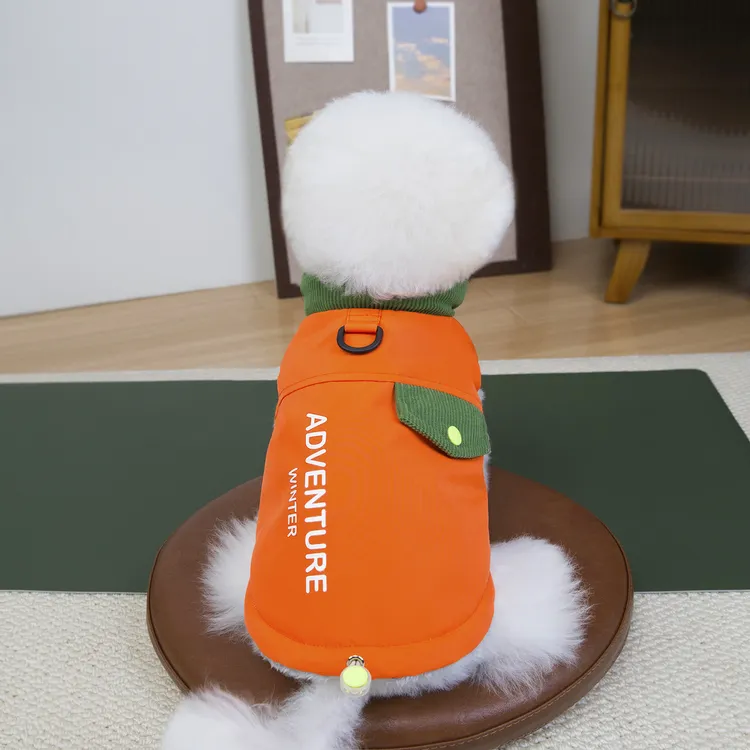 小狗衣服加厚加绒棉衣外出牵引扣泰迪比熊小鹿犬吉娃娃秋冬保暖