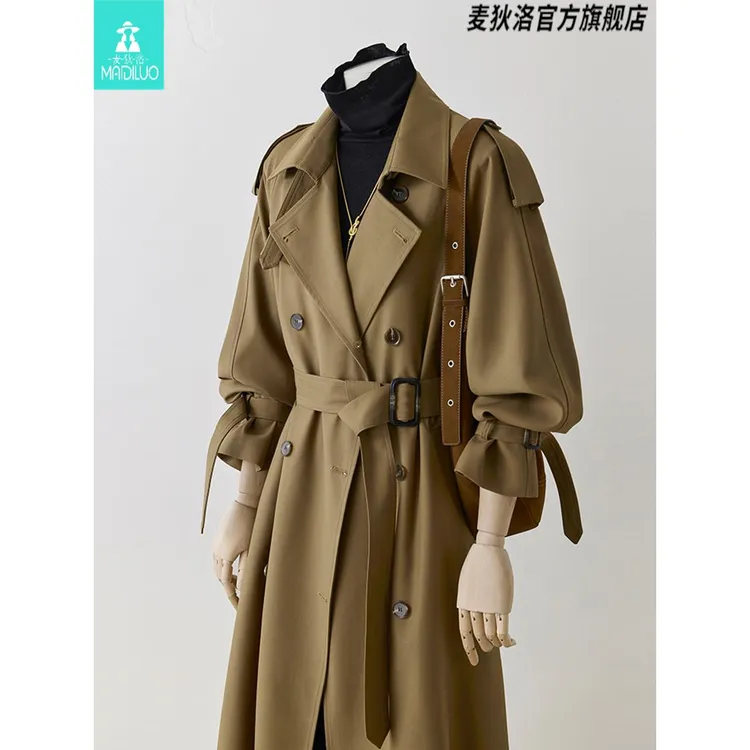 卡其色中长款风衣外套女春秋2025新款经典翻领收腰系带大衣高级感