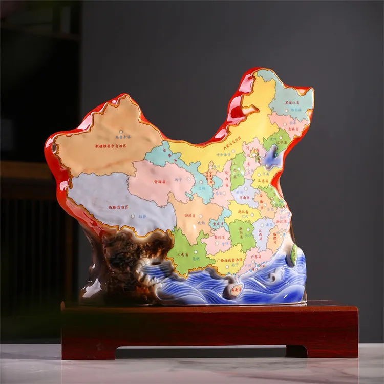 空酒瓶中国地图工艺品陶瓷摆件密封酒容器5斤装饰景德镇酒坛家用