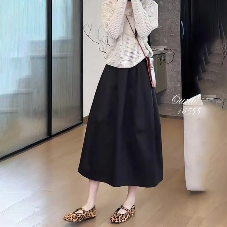 宽松花苞裙百搭时尚高腰休闲半身裙显瘦大码a字裙遮肉法式韩版
