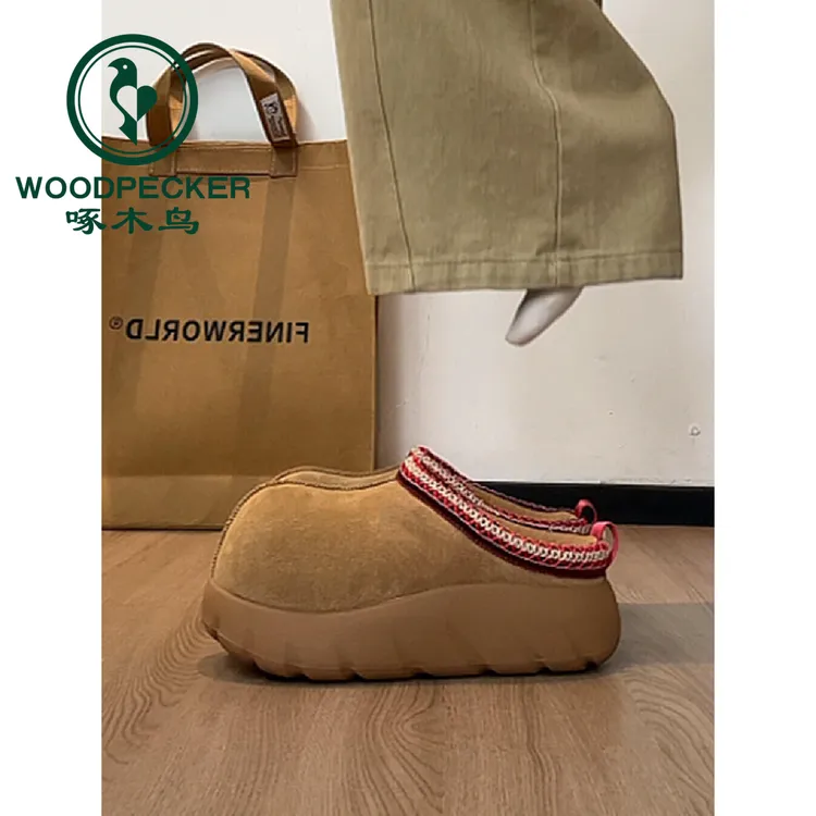 啄木鸟卡皮巴拉包头厚底雪地靴女2025冬季新款加绒加厚保暖拖鞋女