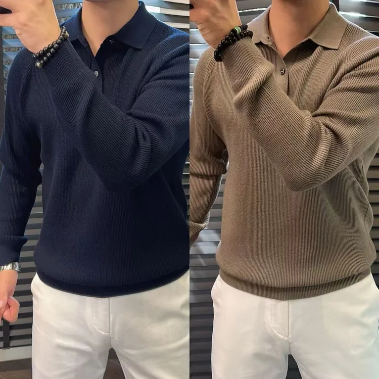 東•  秋冬款‘’绵羊毛+莱赛尔‘’男士针织衫 2555