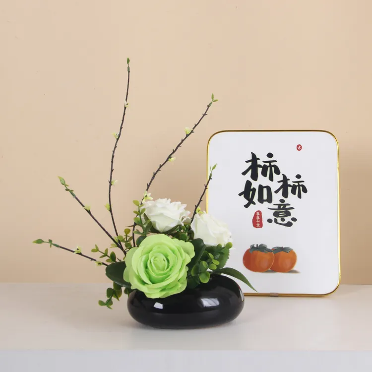 清新雅致假花盆栽家具摆件办公场所酒店民宿柜台家具轻奢花艺装饰