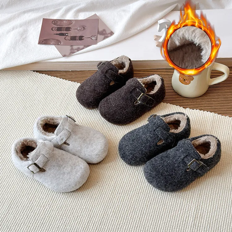 儿童棉鞋2025新款秋冬款女童毛毛鞋加绒保暖豆豆鞋软底宝宝博肯鞋