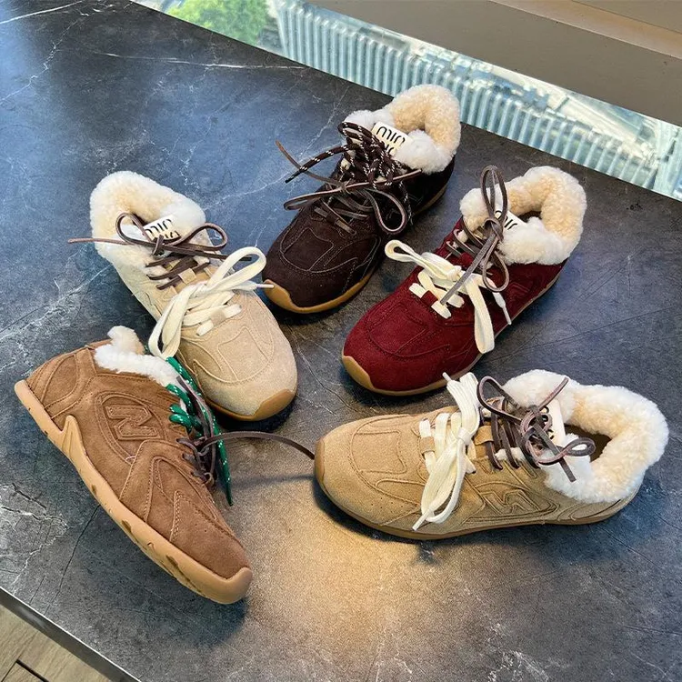 【JTG&SHOES 官方】羊毛阿甘鞋女冬季复古平底板鞋女运动休闲德训鞋