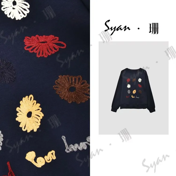 Syan【绣语】秋季新款时尚百搭小众高级轻奢设计款刺绣长袖卫衣