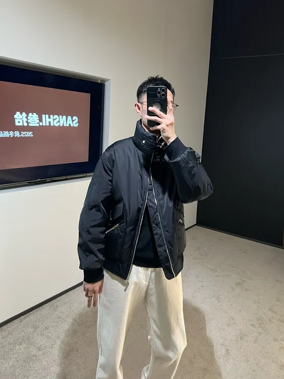 【雅痞温控】P系 机能风立领防水保暖白鹅绒飞行员羽绒服外套男士