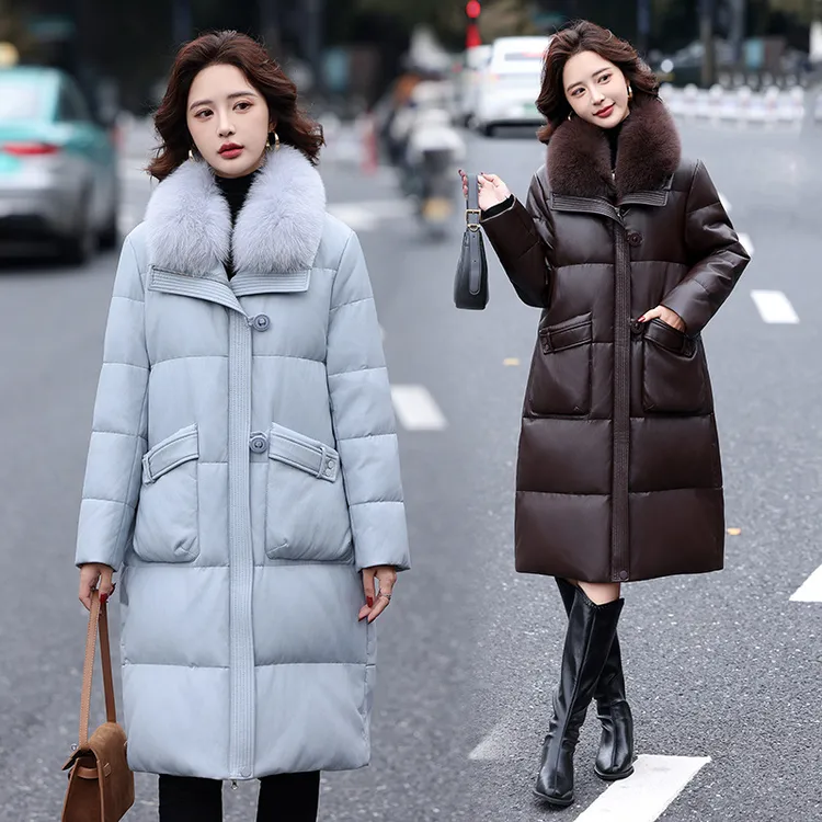 海宁真皮皮衣羽绒服2025冬新款女过膝中长款加厚羽绒狐狸毛外套潮