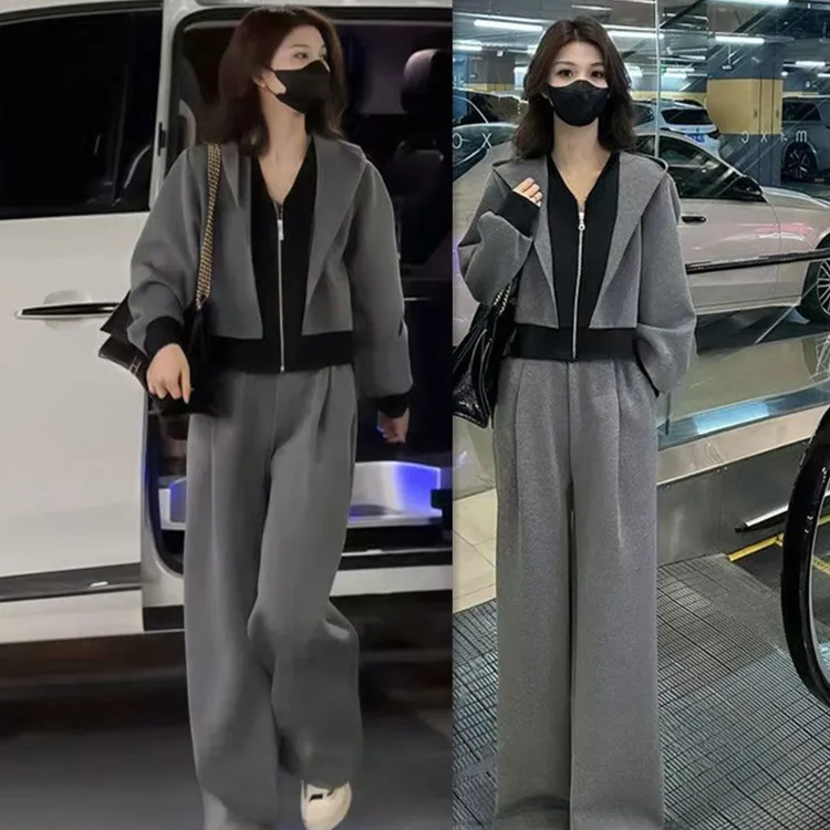200斤微胖mm休闲卫衣套装女士秋冬大码宽松显瘦遮肉运动服两件套