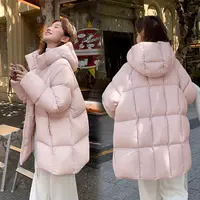2025冬季新款大码宽松防水冬装粉色学生中长款加厚保暖棉衣棉服女